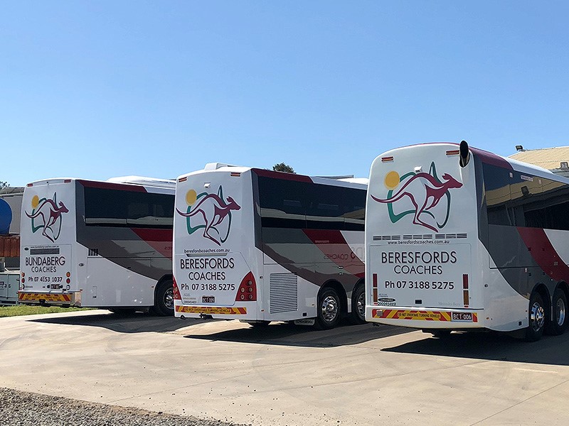Bundaberg Coaches bus at twilight